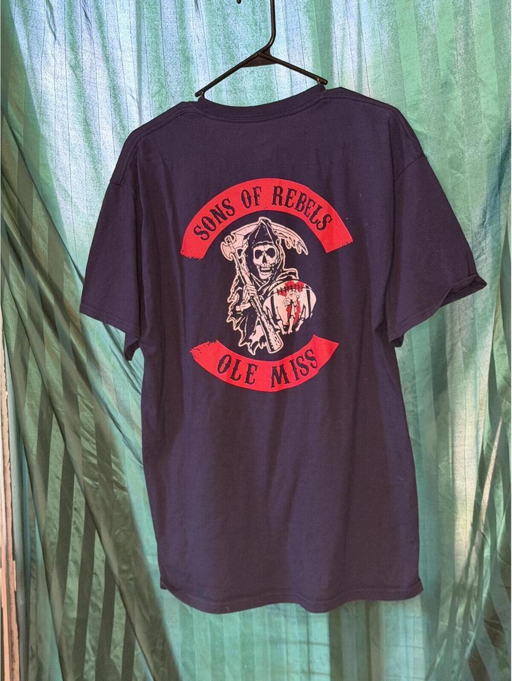 Hanes Tagless Navy Blue 'Sons of Rebels Ole Miss' Graphic T‑